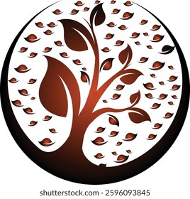 Minimalist red and black combination tree logo, futuristic touch geometric elements, suitable for brands that focus on green technology, or the environment. Available in high quality vector format