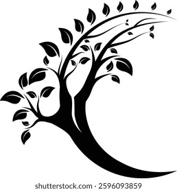 Minimalist red and black combination tree logo, futuristic touch geometric elements, suitable for brands that focus on green technology, or the environment. Available in high quality vector format