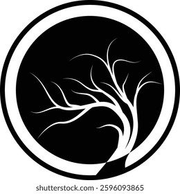 Minimalist red and black combination tree logo, futuristic touch geometric elements, suitable for brands that focus on green technology, or the environment. Available in high quality vector format