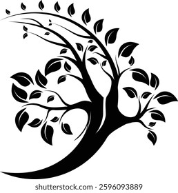 Minimalist red and black combination tree logo, futuristic touch geometric elements, suitable for brands that focus on green technology, or the environment. Available in high quality vector format