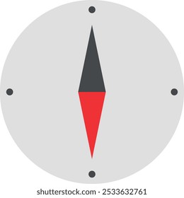 Ilustración minimalista de brújula roja y negra, que simboliza la navegación y la dirección, ideal para viajes y temas de exploración.