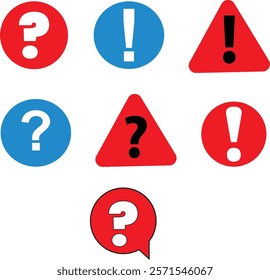 Minimalist Red and Blue Question Mark Icon Set 