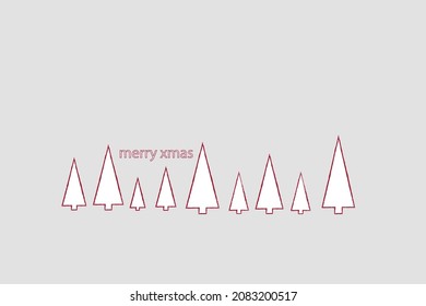 Minimalist red Christmas trees and merry Christmas text 