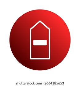 Minimalistisches rotes Kreissymbol mit weißem Umriss und zentraler Leiste für einfache Navigation oder Benutzeroberfläche