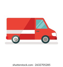 Minimalist red delivery van illustration for courier services and transportation needs