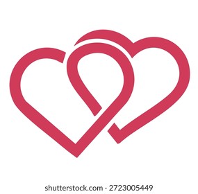 minimalist red double heart shape symbol for marriage anniversary and romantic greeting