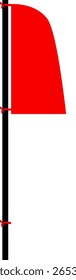 Bandera roja minimalista en poste negro aislado sobre fondo blanco