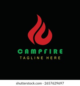 Diseño de logotipo de fogata de llama roja minimalista