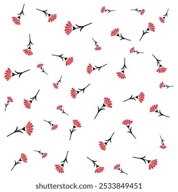 Minimalist Red Flower Seamless Pattern