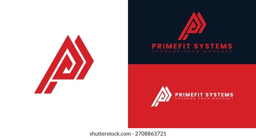 The minimalist, red, geometric design represents rapid progress and data connectivity. Its upward arrow shape reflects peak performance, making it ideal for modern fitness display software brands.