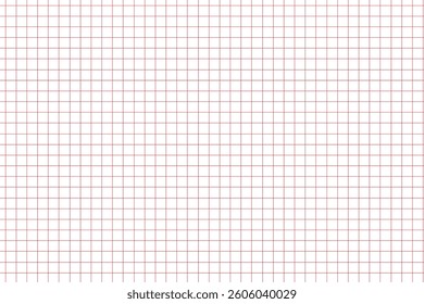 Minimalist red grid pattern on white background, geometric seamless texture, classic squared paper design, simple and clean.