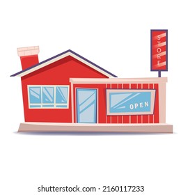 Minimalist red house flat design with one outlet