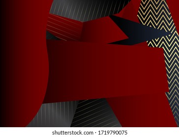 Minimalist red premium exclusive background. Vector luxury dark and golden gradient geometric elements.
