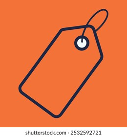 Minimalist red price tag with yellow loop and grommet on a beige background.