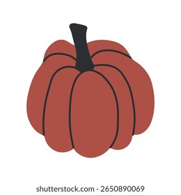 Minimalist Red Pumpkin Graphic for Autumn and Halloween Design