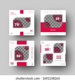 Minimalist Red Social Media Feed Post Banner Template, sale promotion and digital marketing, ads banner, promotion, fahsion sale Template