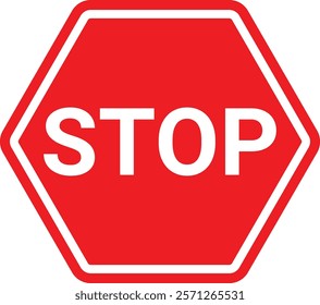 Minimalist red stop signs isolated on transparent background