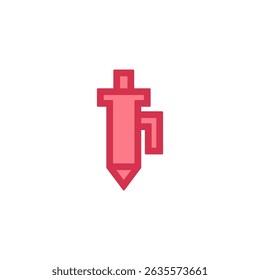 Minimalist Red Stylized Pen Icon
