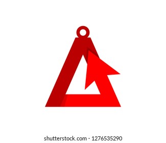 minimalist red triangle typography alphabet design with arrow sign