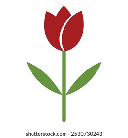 Minimalist Red Tulip Graphic flower.