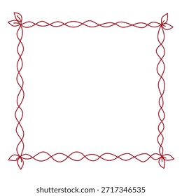 Minimalist red twisted line square frame with decorative leaf corners