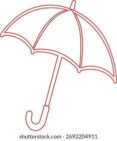 Minimalist red umbrella vector icon. Simple outline illustration suitable for weather, rain protection, or insurance concept.