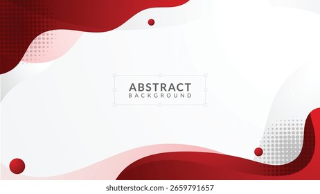 Fondo abstracto rojo y blanco minimalista con diseño de onda dinámica y puntos de semitono. Perfecto para presentaciones, Anuncios o imágenes temáticas del Día de la Independencia de Indonesia.