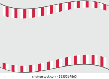 Minimalist red and white pennant bunting design with curved borders on light gray background, symbolizing Indonesian Independence Day celebration and national spirit