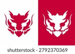 Minimalist Red and White Stylized Dragon Head Logo Clipart