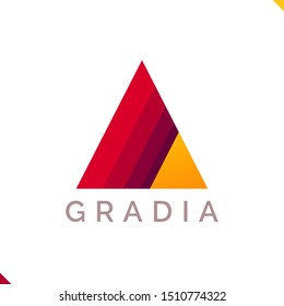 Minimalist red and yellow triangle icon vector logo template, represent power, strength, stability and maturity.