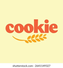 Minimalist Reddish-Orange Cookie Logo with Wheat Stalk Design