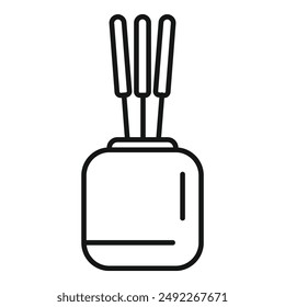 Minimalist reed diffuser line icon in black and white for aroma therapy and home decor with simple and elegant thin lines vector illustration