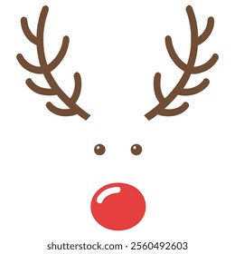 Minimalist reindeer with red nose.