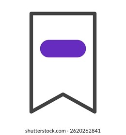 Minimalist remove bookmark icon with purple bar on white backdrop
