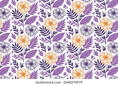 padrão de flor de repetição minimalista com linhas de esboço simples e layout de flor de algodão sem costura para papel de embrulho e tecido

