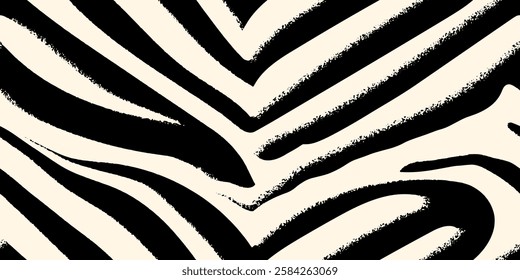 Minimalist repeatable pattern. Black bold striped animal texture. Vector illustration