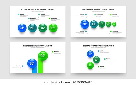 Relatório Minimalista Quatro Cinco Duas Três Opção Infográfico Apresentação Modelo Vetor Ilustração Pacote. Coleção de design de slide de gráfico de etapas 4 5 2 3.