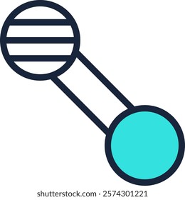 Minimalist representation of a chemical bond connecting two atoms, symbolizing a molecule and representing scientific concepts related to chemistry, physics, and molecular structure