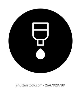 Representação minimalista de um conta-gotas, simbolizando precisão no design e a essência de elementos líquidos para criação
