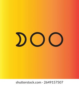 Representação minimalista das fases da lua em relação a um fundo gradiente quente, criando um design celeste espiritual moderno para várias aplicações