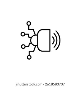 Representación minimalista de las ondas de sonido que emanan de un dispositivo inteligente