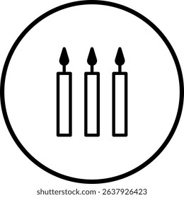 Minimalist representation of three candles arranged within a circular frame illustration