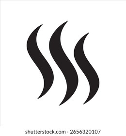 A minimalist representation of three wavy black lines suggesting rising heat or steam.