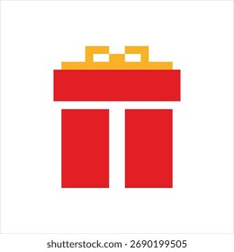 Representación minimalista de un regalo envuelto con cinta sobre fondo blanco