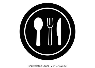 Minimalist restaurant icons, fork and knife silhouettes,