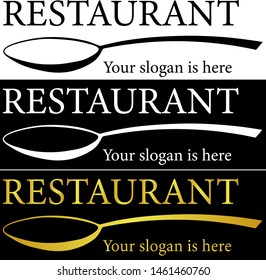 minimalist restaurant logo set with a golden spoon in different versions