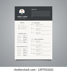 Minimalist resume / CV template design, a combination of black and white looks elegant - Vector