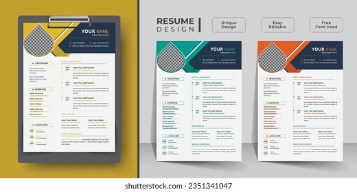 Minimalist resume or cv template design with business Job