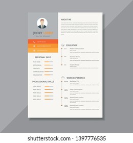 Minimalist resume / cv template, display your profile - Vector