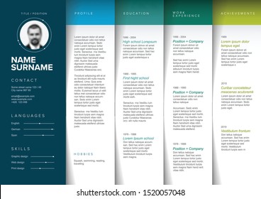 Minimalist resume cv template with paper stripes